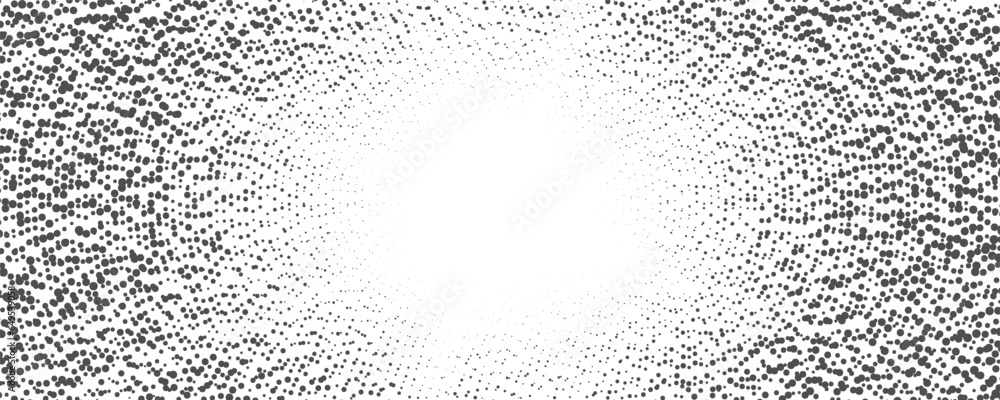 Poster dotted background. abstract halftone concentric pattern. gradient mosaic radial texture. vector