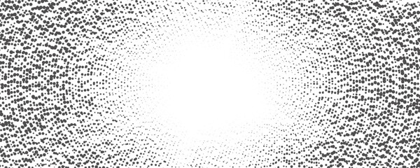 Dotted background. Abstract halftone concentric pattern. Gradient mosaic radial texture. Vector - obrazy, fototapety, plakaty