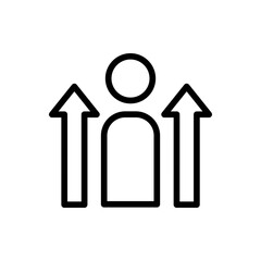 Growth personal growth icon with black outline. business, growth, success, concept, progress, graph, increase. Vector illustration