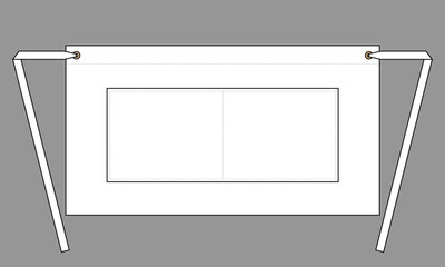 Blank White Half Waist Apron with Flat Lay Template on Gray Background, Vector File