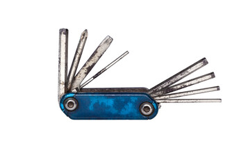 Compact portable multi-tool for bicycles isolated on transparent background.PNG format