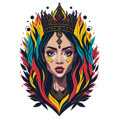 Naklejka premium Regal Majesty: An Artistic Queen Illustration