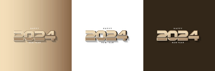 Happy New Year 2024 greetings with modern 3D gold numbers