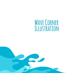 illustration of blue waves and water splash as corner border frame background