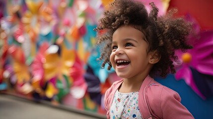 Portrait of a little girl with messy hair AI Generative