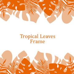 Fototapeta na wymiar tropical monstera leaves plant silhouette header and footer border background frame