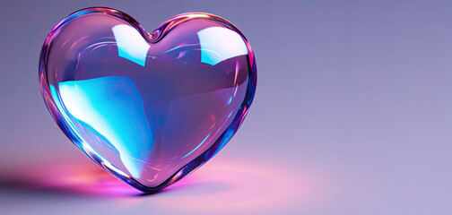 Opal heart on isolated background, love and romance concept