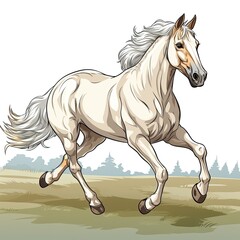 Obraz na płótnie Canvas Noble horse gallops freely in an open field