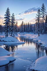 Image of snowy winter landscape printed on Printed Glass Basin Splashbacks