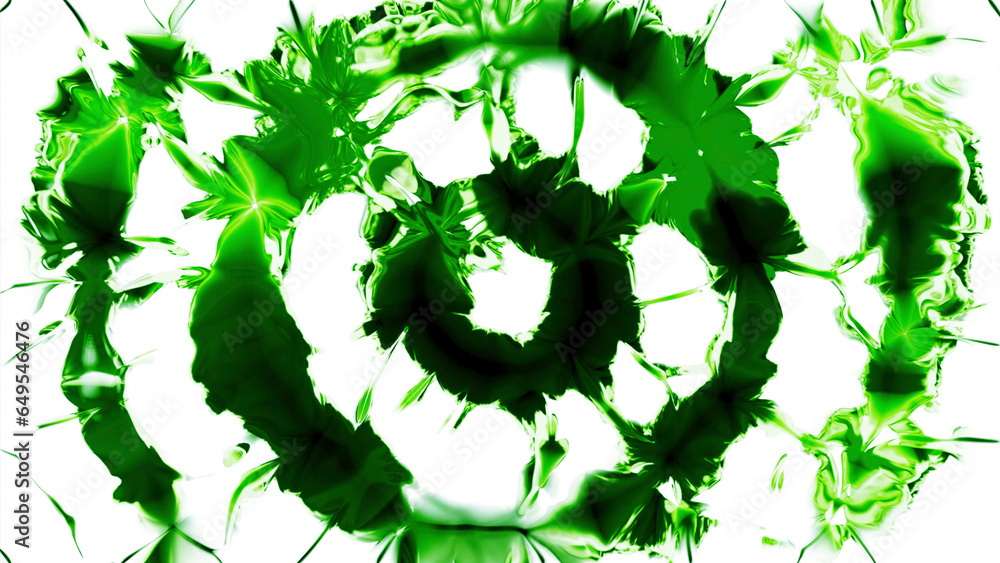 Poster liquid texture moves in circles with explosive effect. design. liquid kaleidoscopic pattern moves wi