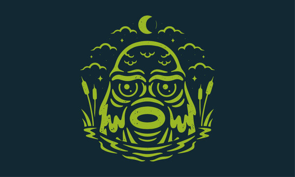 Monster in the Lagoon Vector Art