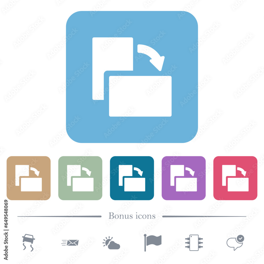 Poster rotate right solid flat icons on color rounded square backgrounds