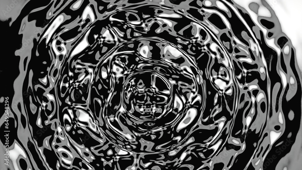 Aufkleber 3d animation of metal liquid moving in circular waves. design. bubbling liquid with metallic texture