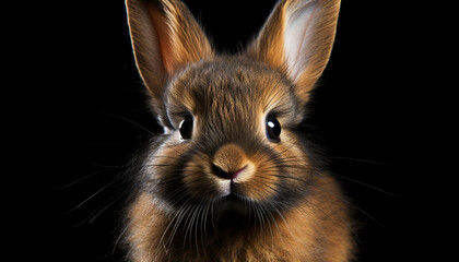 Cute baby rabbit sitting, looking at camera, fluffy and small generated by AI