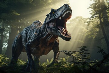 tyrannosaurus rex dinosaur in the forest, 