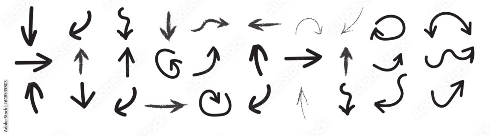 Poster abstract set of sketch lines arrows element. hand drawn pen lines doodle sketches arrows lines. hand