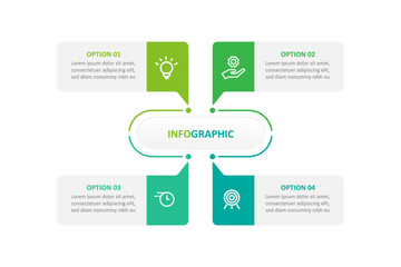 Modern design template business infographic vector with 4 step options or sections 