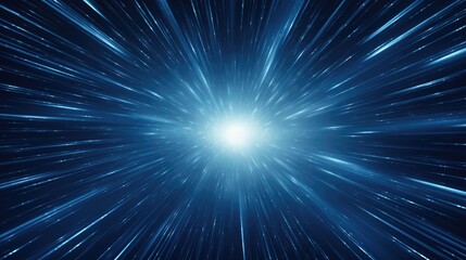 Fototapeta premium speed concept blue light in the dark of space, 