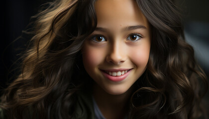 Fototapeta premium Smiling portrait of a cute child looking at camera generated by AI