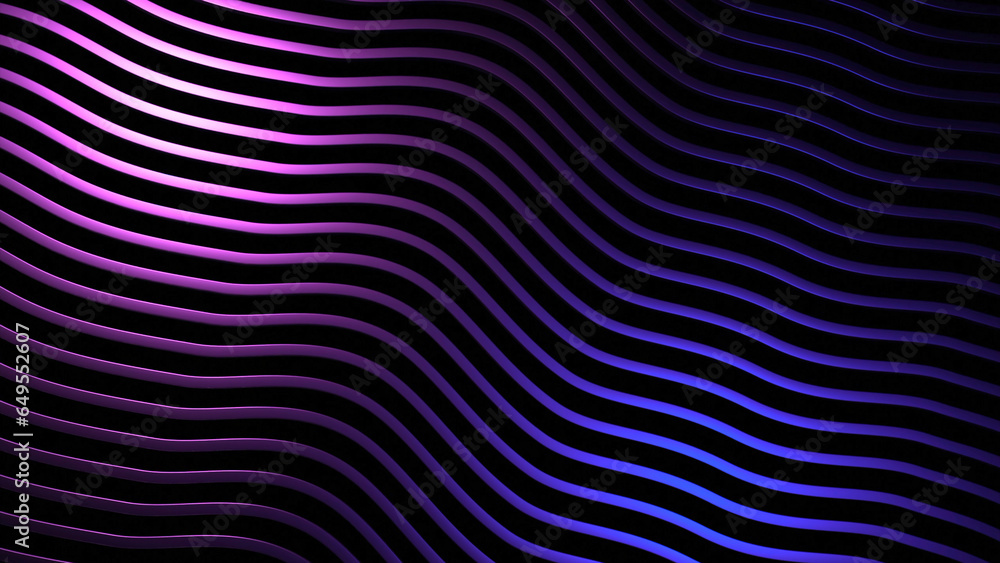 Aufkleber curving lines of metallic lines on black background. design. psychedelic wavy curves of lines. lines