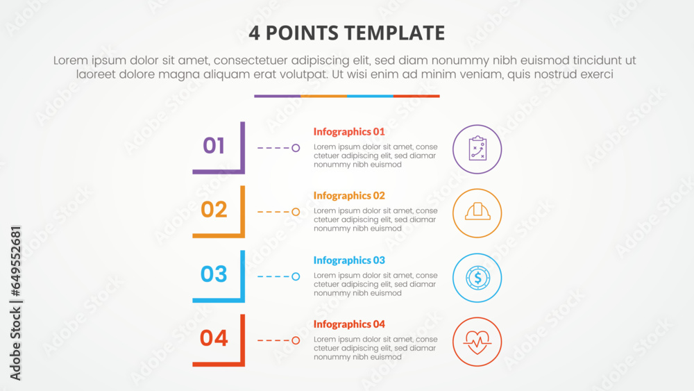 Aufkleber 4 points stage template infographic concept for slide presentation with modified square shape vertic