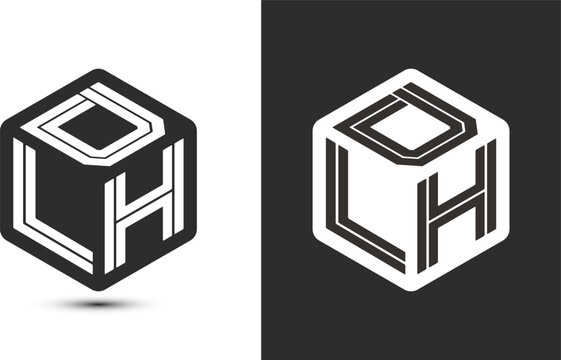 DLH letter logo design with illustrator cube logo, vector logo modern alphabet font overlap style.