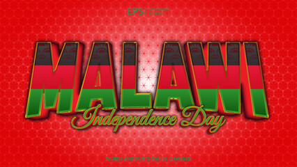 malawi editable text effect with malawi flag pattern suitable for poster design about holiday, Feast day or malawi independence day moment	