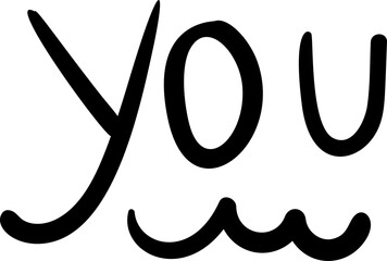 Hand drawn you text calligraphy element 