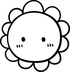 Cute hand drawn flower with face element