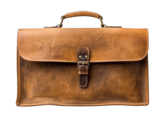 Old brown leather isolated on transparent background