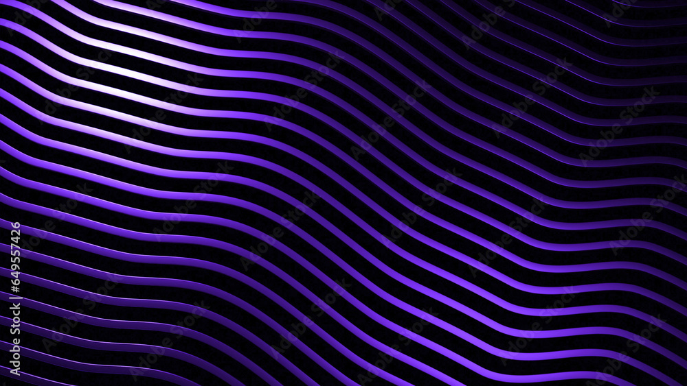 Poster lines bend in waves with psychedelic effect. design. thin lines bend in waves on black background. b