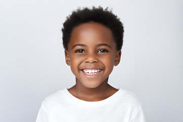 close up of smiling african-american kid boy model - obrazy, fototapety, plakaty