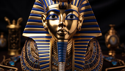 A golden statue symbolizes spirituality, history, and diverse cultures generated by AI