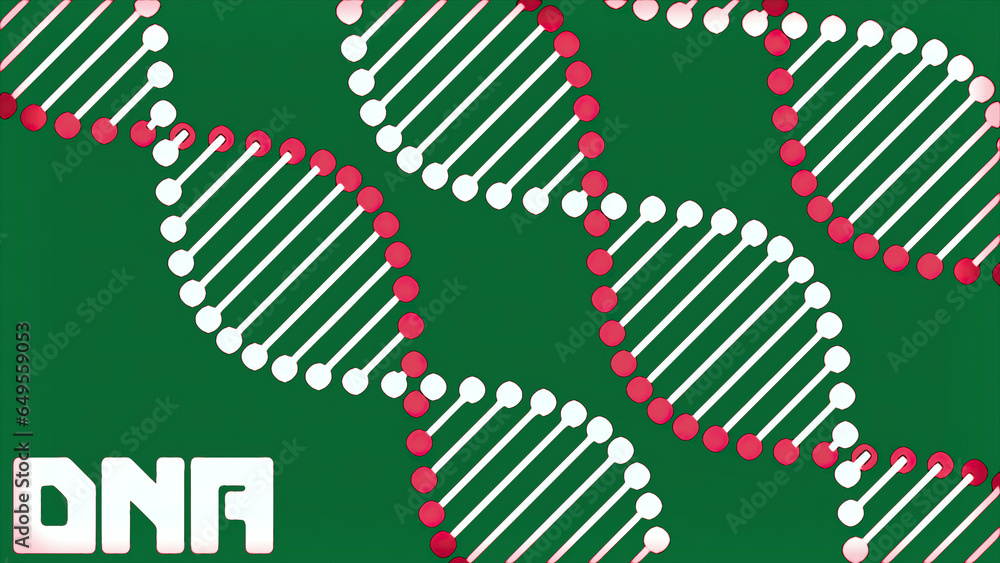 Poster purple and green background with dna scheme. design. a bright background with dna molecules that rot