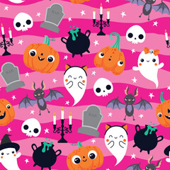 Seamless pattern for Halloween on a pink background