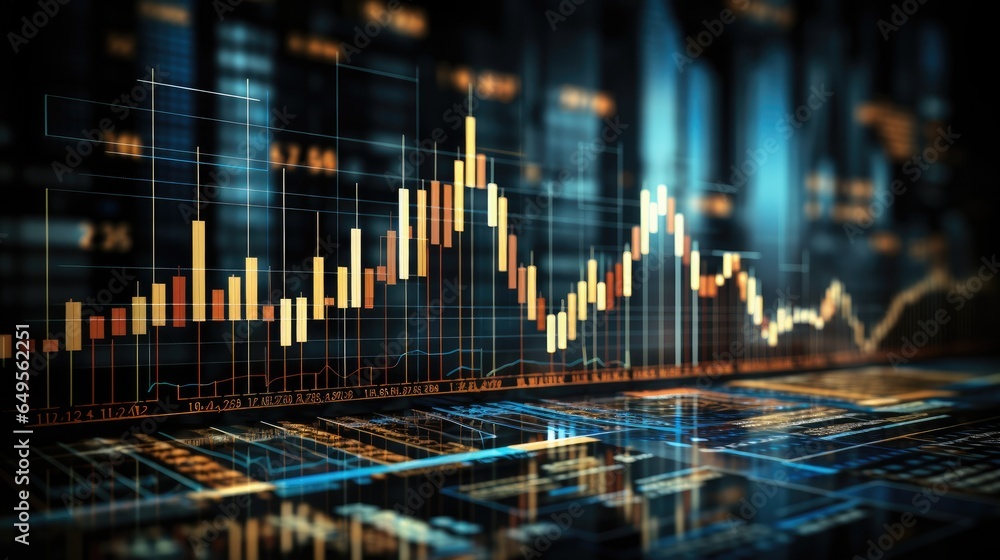 Leinwandbilder Digitally Generated Currency and Exchange Stock Chart for Finance and Economy Based Computer Software and Coding Display.