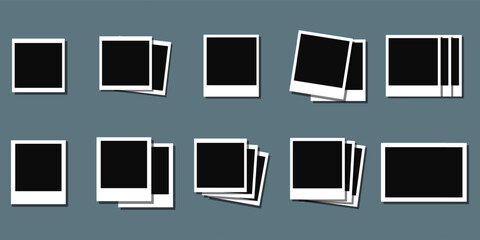 Polaroid photo frame set. Vintage photo frame vector illustration