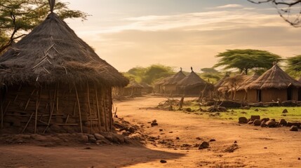 Tribe village in Ethiopia. - obrazy, fototapety, plakaty