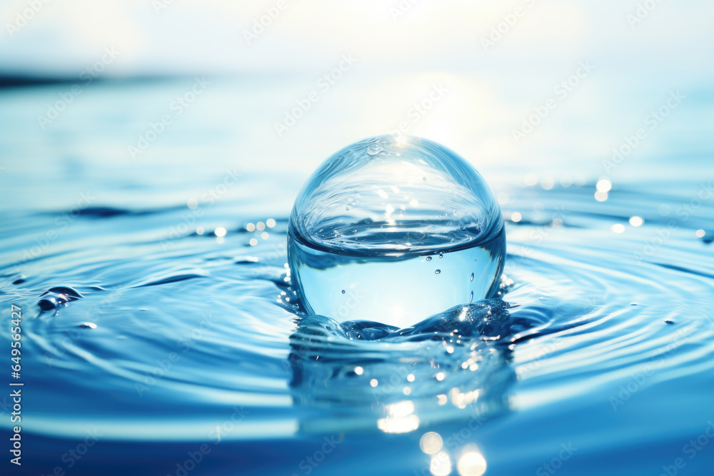 Aufkleber glass ball gently floating on top of body of water. this image can be used to symbolize tranquility 