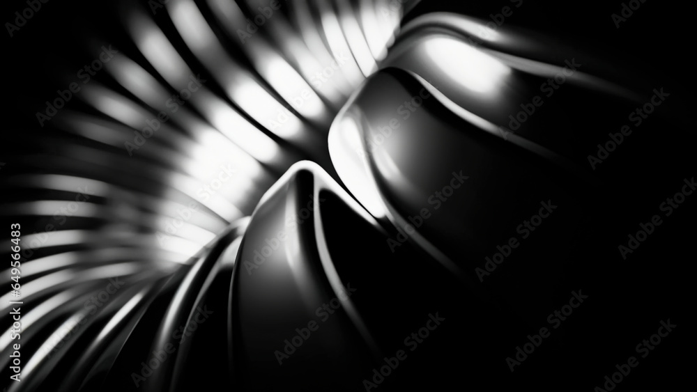 Poster purple and gray oscillating lines creating a tunnel. design. a hole in the animation from which ligh