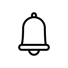Bell approval icon with black outline. bell, alert, reminder, sign, notification, alarm, call. Vector illustration