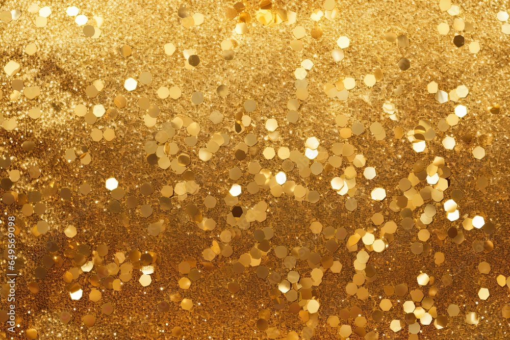 Poster glistering gold: abstract festive background with shiny particles and sparkle patterns of bling