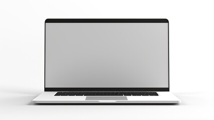 Isolated Laptop with Blank Space for Text. Front View of Notebook Computer Screen on White