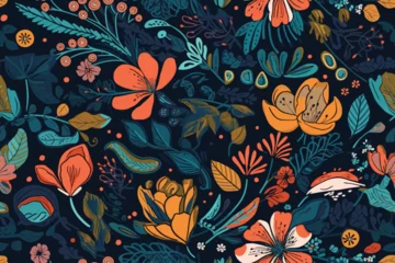Möbelaufkleber Pattern Watercolor vector art painting illustration flower pattern. textile, ornamental, ornate, hand drawn, drapery, curl, watercolor, trendy, painting, repeat, fancy, elements, diverse, deco, stain © STF Design 