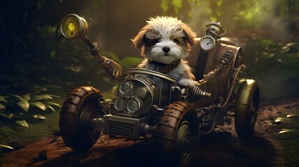 Puppy Driving Car