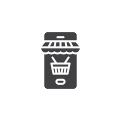 Phone with shopping basket vector icon
