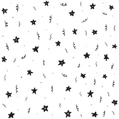 pattern of star doodle. Star hand drawn. Starry background. Vector seamless pattern with stars. Vector EPS 10.