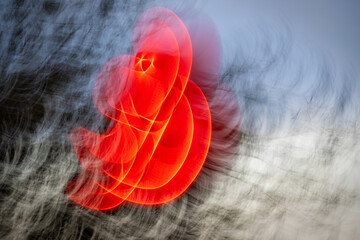 ampersand in motion with tree, perspective