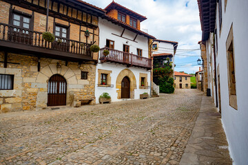 Santillana del Mar, Spain. Cobblestone streets of the village center