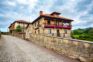Santillana del Mar, Spain. Cobblestone streets of the village center